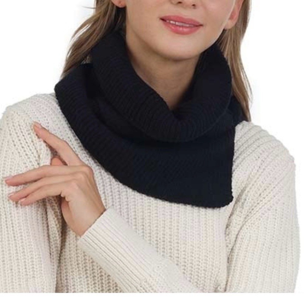 Vince Camuto Neck Cowl Sweater Scarf Pull-On, Adjustable Drawstring, Black Sz OS